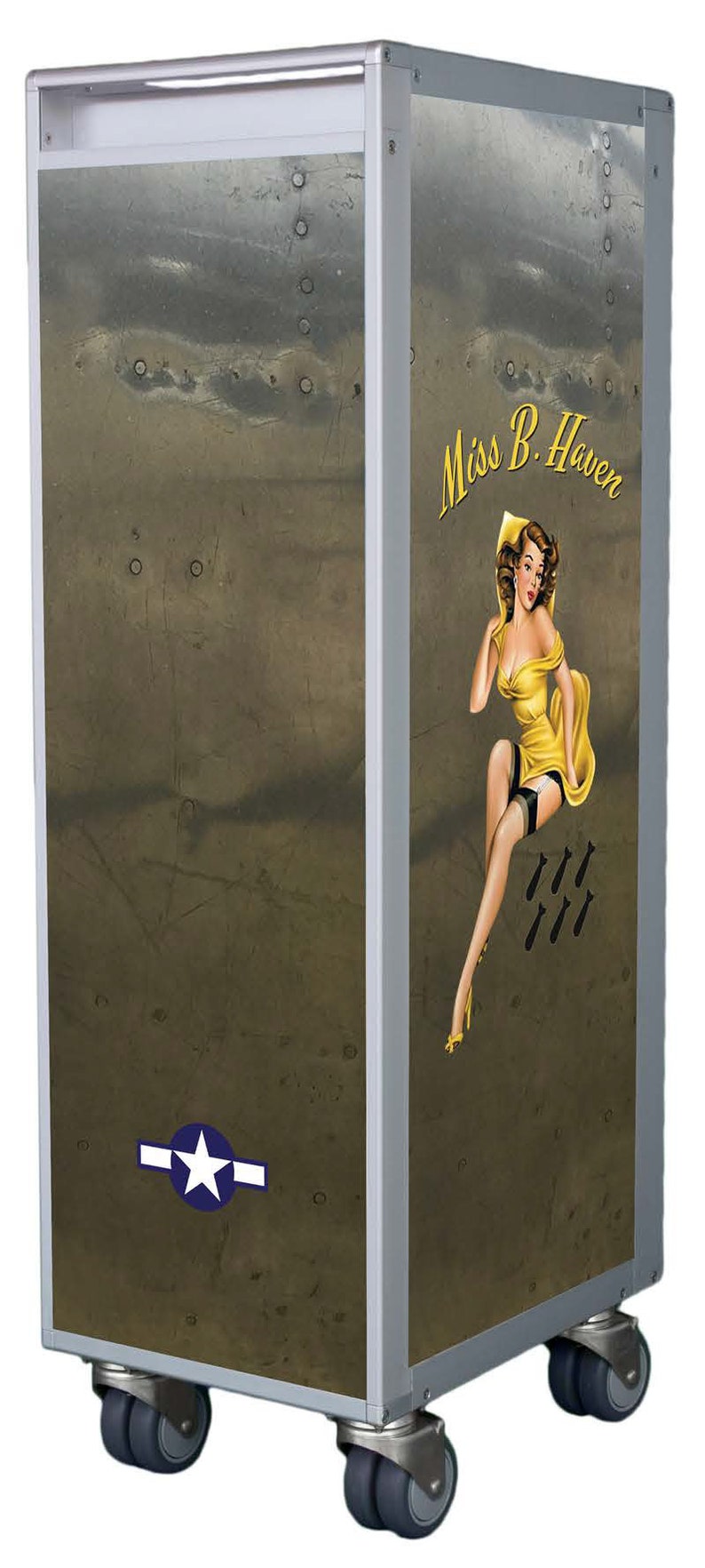 Modern Home Bar SkyCart\u2122 WWII Style Nose Art Design Aviation Inspired Pilot Gift Authentic Airline Trolley Aviation Furniture