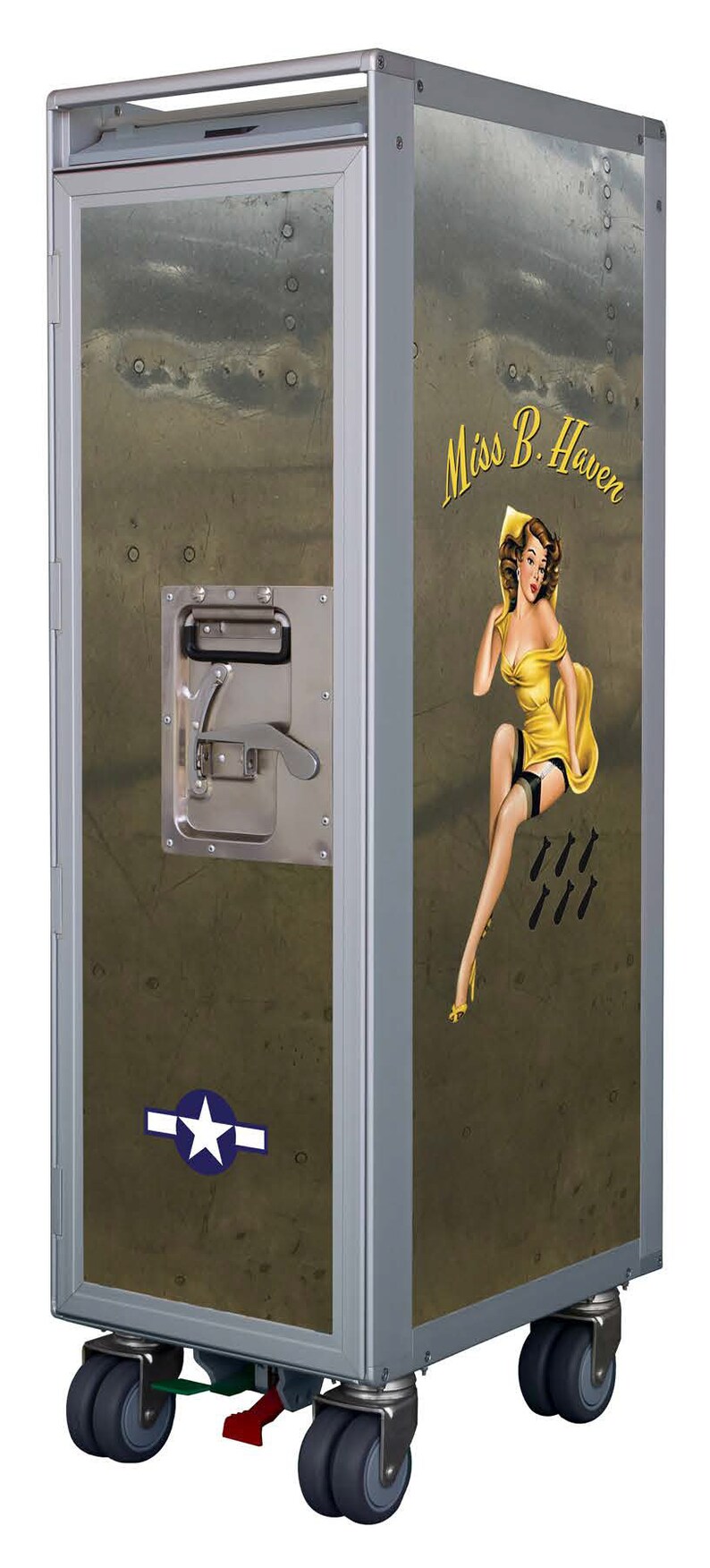 Modern Home Bar SkyCart\u2122 WWII Style Nose Art Design Aviation Inspired Pilot Gift Authentic Airline Trolley Aviation Furniture