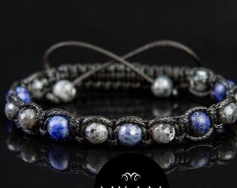 Pulsera de zafiro natural para hombre, regalo para él, pulsera de piedra azul, joyería de protección, lapislázuli, hecha a mano.
