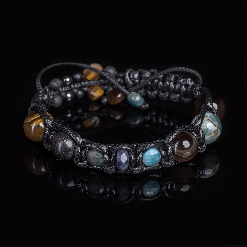 Bracelet pour homme Opale noire Apatite Onyx Sodalite Oeil de tigre Lave Bijoux spirituels pour hommes de MilaMJewelry. image 4