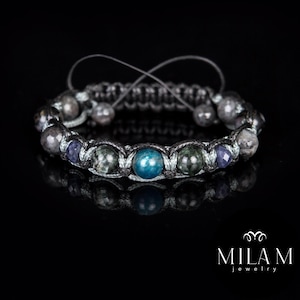 Healing Mens bracelet Apatite, Sodalite,  seraphinite, black moonstone. men&#39;s precious stone bracelets for riches