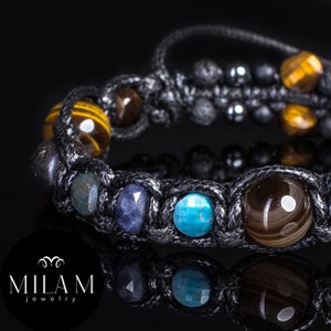 Bracelet pour homme Opale noire Apatite Onyx Sodalite Oeil de tigre Lave Bijoux spirituels pour hommes de MilaMJewelry. image 1