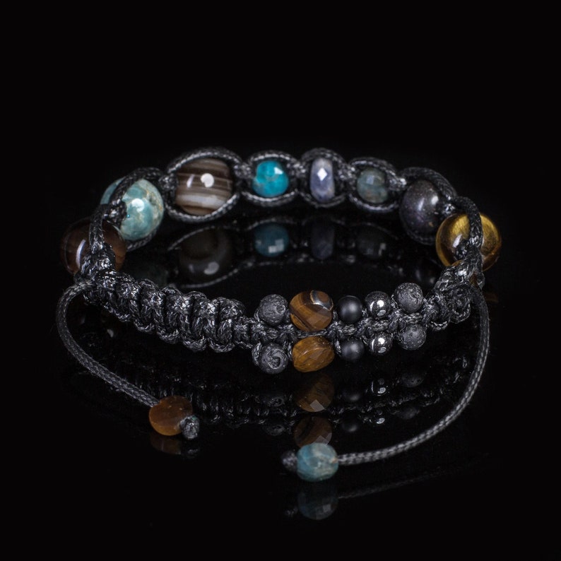 Bracelet pour homme Opale noire Apatite Onyx Sodalite Oeil de tigre Lave Bijoux spirituels pour hommes de MilaMJewelry. image 2