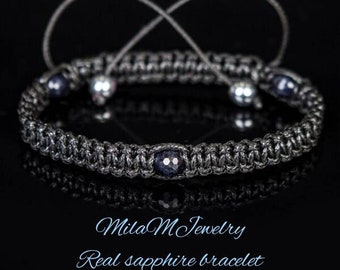 Минималистичный мужской браслет с сапфиром/браслет homme/браслет/нарукавная повязка/браслет prnom pour homme/мужской браслет с камнями синий
