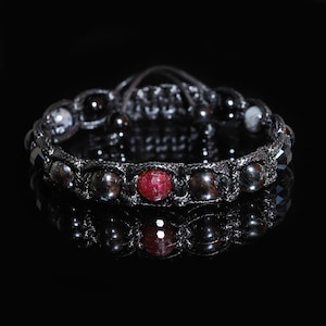 Herenarmband Echte robijnzwarte toermalijn edelsteen Handsieraden • Spirituele sieraden voor mannen • Gepassioneerd cadeau voor mannen