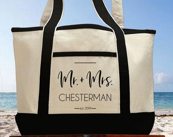 personalised honeymoon beach bag
