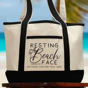 Modern Monogram Personalized Canvas Beach Tote Bag