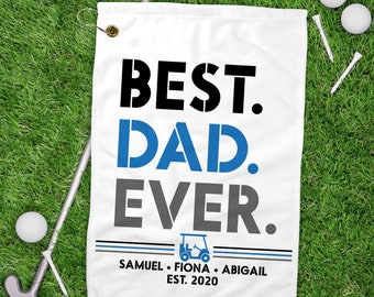 Best Dad Ever Golf Towel, Father&#39;s Day Gift, Custom Golf Towel from Kids