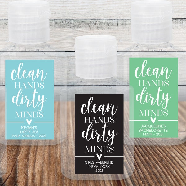 Womens Birthday Hand Sanitizer Favors: Custom Labels & Travel Size Bottle Set - Girls Trip Gifts for Friends Vacation, Personalized Stickers