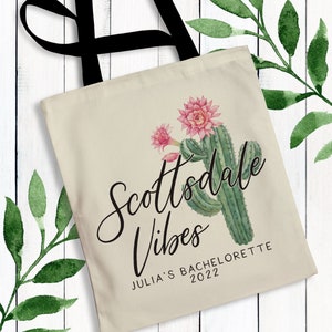 Scottsdale Bachelorette Party Tote Bags - Desert Vibes Welcome Bags - Custom Cactus Tote Bags - Sedona Girls Trip - Arizona Vacation Gifts