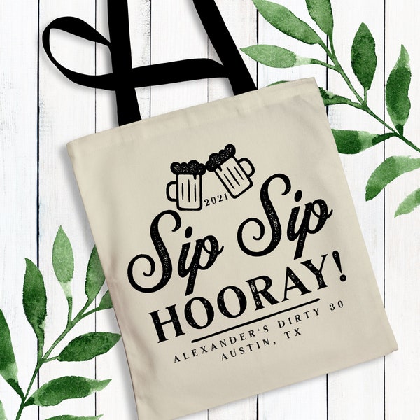 Personalized Beer Tote Bags -  Adult Birthday Party Favors (21st, 30th, 40th) - Custom Tote Bags for Beer Tasting Trip - Brewery Tour Gifts