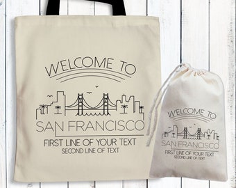 San Francisco Tote Bags - Welcome to San Francisco Bags - San Francisco Wedding - San Francisco Skyline Bags - California Conference Totes