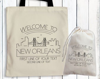 New Orleans Tote Bags - Welcome to New Orleans Bags - NOLA Gift Bags - Conference Totes - New Orleans Wedding - New Orleans Bachelorette