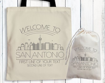 San Antonio Tote Bags - San Antonio Wedding Welcome Totes - San Antonio Skyline - Texas Business Tote Bags - Welcome to San Antonio Gifts