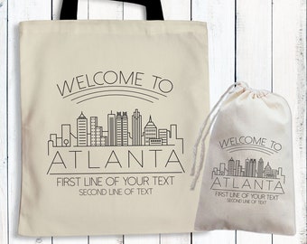 Atlanta Welcome Tote Bags - Savannah Bachelorette Bags - Welcome to Georgia Wedding Bags - Custom Tote Bags for Atlanta Trip or Conference