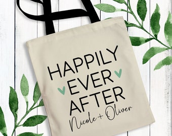 Modern Wedding Welcome Tote Bags - Bulk Canvas Wedding Bags for Guests - Happily Ever After Custom Gift Bags - Hotel Room Thank You Bags