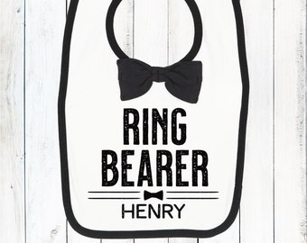 Ring Bearer Gift - Personalized Bow Tie Bib - Day of Wedding Ring Security Outfit - Will You Be My Ring Bearer Proposal Gift for Baby Boy