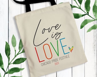 Love is Love Tote Bags for Same Sex Wedding - Gay Wedding Welcome Bags - Lesbian Wedding Favors for Guests - Rainbow Tote Bags - Pride Bags