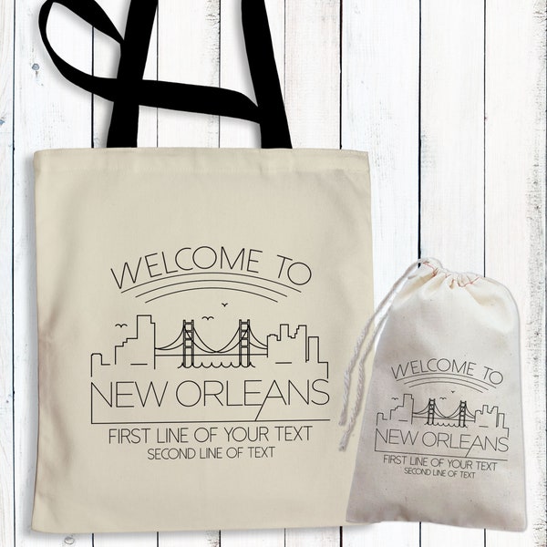 New Orleans Tote Bags - Welcome to New Orleans Bags - NOLA Gift Bags - Conference Totes - New Orleans Wedding - New Orleans Bachelorette