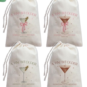A Tini Bit Older Birthday Favor Bag, Custom Martini and Espresso Martini Hangover Recovery Kit Bags, Personalized Birthday Favors