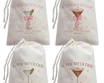 A Tini Bit Older Birthday Favor Bag, Custom Martini and Espresso Martini Hangover Recovery Kit Bags, Personalized Birthday Favors
