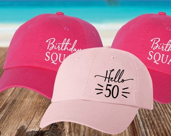 Birthday Squad Hats for Women: ANY Age! Beach Birthday Party Favors & Supplies - Personalized Birthday Gifts for Her - Womens Baseball Hats