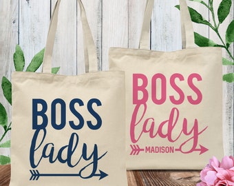 Boss Lady Gift - Personalized Tote Bag for Her - Gift for Female Boss - Girl Boss Bag with Name - Canvas Carryall Tote - Mothers Day Gift