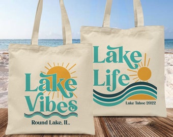 Lake Trip Gifts - Custom Lake Tote Bags - Lake Bachelorette Party Bags - Lake Life Tote - Lake Vibes Bag - Lake Themed Gifts Personalized