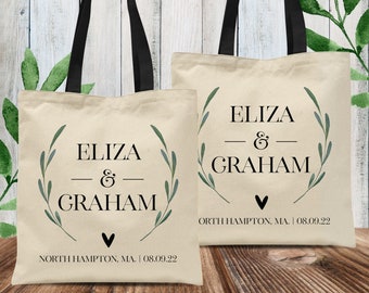 City Wedding Welcome Custom Tote Bags + Drawstring Canvas Backpacks