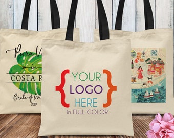 Custom Logo Tote Bags - Bulk Business Logo Bags - Business Logo Tote - Premium Heavy Canvas Tote Bags - Wholesale Logo Bags - Logo Tote Bag