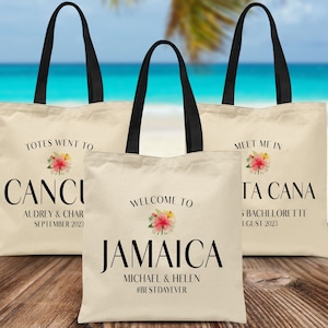 Tropical Wedding Welcome Bags, Beach Wedding Guest Hotel Welcome Totes, Birthday Trip, Custom Gift Bags
