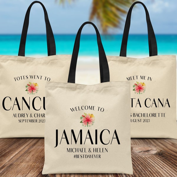 Tropical Wedding Welcome Bags, Beach Wedding Guest Hotel Welcome Totes, Birthday Trip, Custom Gift Bags