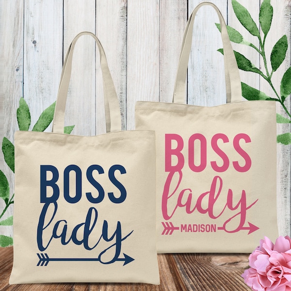 Boss Lady Gift - Personalized Tote Bag for Her - Gift for Female Boss - Girl Boss Bag with Name - Canvas Carryall Tote - Mothers Day Gift