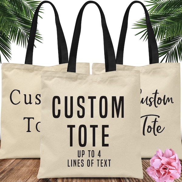 Custom Tote Bags, Personalized Totes, Wedding Totes, Birthday Bags, Custom Text, Design Your Own Tote Bags, Bulk Tote Bags, Welcome Bags