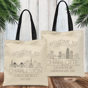 Charleston Bachelorette or Wedding Tote Bags, Custom Charlotte Wedding Bags, North Carolina,  South Carolina Totes