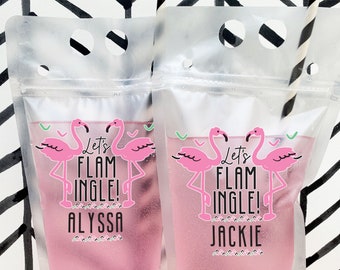 Flamingo Drink Pouches - Flamingle Bachelorette Party Favors - Tropical Party Supplies - Personalized Cups - Miami Beach Girls Trip Gifts