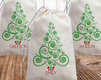 Christmas Gift Bags - Holiday Party Favor Bags - Reusable Ecofriendly Bags + Packaging - Bulk Custom Canvas Bags - Holiday Party Supplies