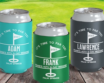 Golf Bachelor Party Favor Can Coolers in Bulk - Custom Golf Can Cooler Set - Groomsmen Gifts - Golf Trip Beer Can Sleeves