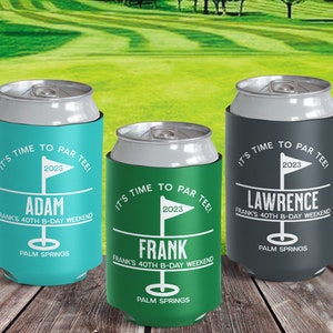 Golf Bachelor Party Favor Can Coolers in Bulk - Custom Golf Can Cooler Set - Groomsmen Gifts - Golf Trip Beer Can Sleeves