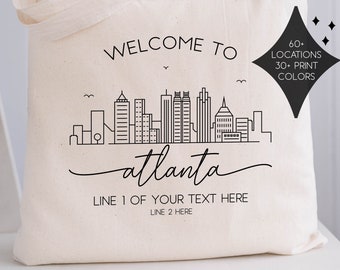 Georgia Wedding Welcome Tote Bag - Savannah Bachelorette Party Gift Bags - Atlanta Wedding Favors - Atlanta Skyline Totes