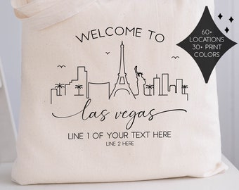 Las Vegas Wedding Welcome Tote Bag - Vegas Bachelorette Party Gift Bags - Las Vegas Wedding Favors - Las Vegas Skyline Tote