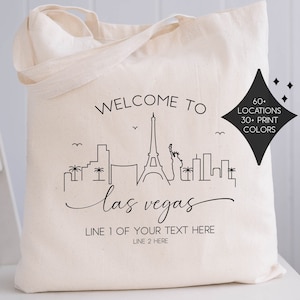 Las Vegas Wedding Welcome Tote Bag - Vegas Bachelorette Party Gift Bags - Las Vegas Wedding Favors - Las Vegas Skyline Tote