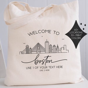 Boston Wedding Welcome Tote Bag - Boston Bachelorette Party Gift Bags - Boston Wedding Favors - Boston Skyline Tote