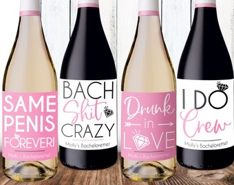 Personalized Bachelorette Wine Labels: Funny Party Decor