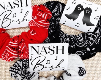 Nashville Bachelorette Scrunchies - Bandana Print Hair Ties for Nash Bash - Nashty Birthday Party Favors - Nashville Girls Trip Gifts