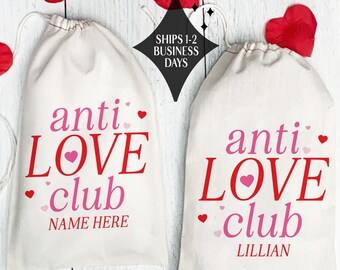 Anti Valentine's Day Gifts, Anti Love Club Bags, Personalized Valentine Gift Bags for Friends, Cute Galentine's Day Party Favor Bags