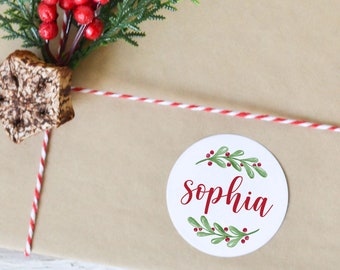 Personalized Christmas Gift Stickers with Name, Elegant Holiday Gift Wrap Labels, Custom Christmas Sticker Sheets, Pre-Printed Name Labels