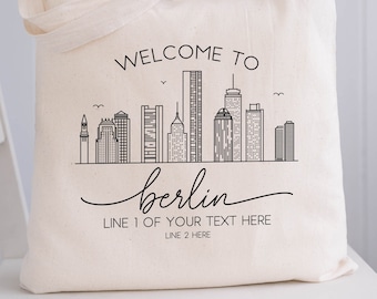 Berlin Wedding Welcome Tote Bag - Berlin Wedding Favors - Berlin Skyline Tote - Berlin Trip