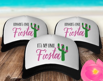 Final Fiesta Bachelorette Party Hats, Cactus Birthday Hats, Custom Fiesta Favors for Mexico Bachelorette - Personalized Womens Trucker Hats