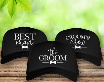 Bachelor Party Hats, Groomsmen Gifts, Mens Trucker Hats for Wedding Party   Grooms Crew